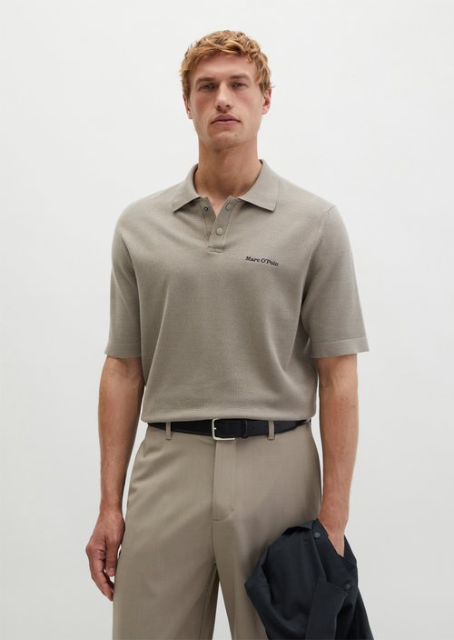 Knitted polo shirt DFB Travel Collection — Frozen Taupe