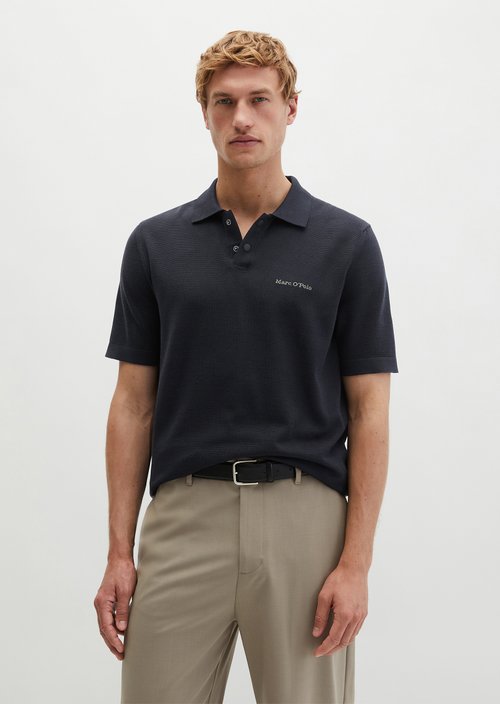 Knitted polo shirt DFB Travel Collection — Deep Night Blue