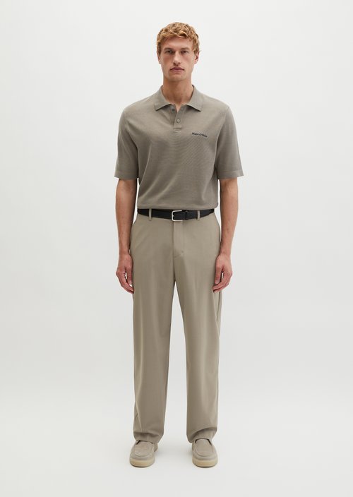 Knitted polo shirt Travel Collection — Frozen Taupe