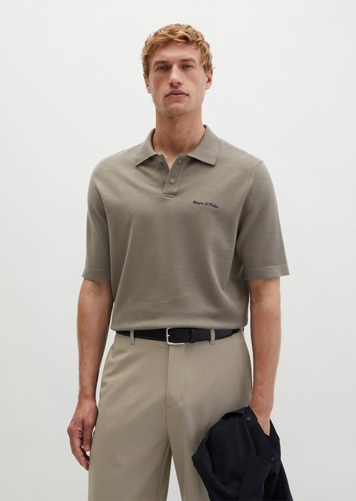 Knitted polo shirt Travel Collection — Frozen Taupe