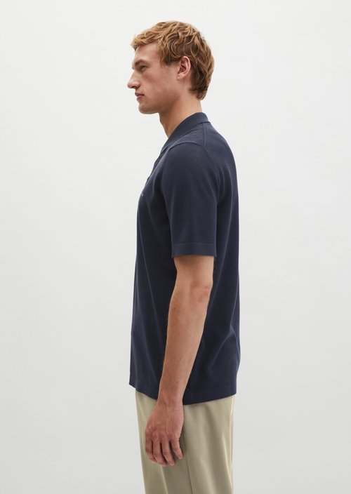 Knitted polo shirt Travel Collection — Deep Night Blue