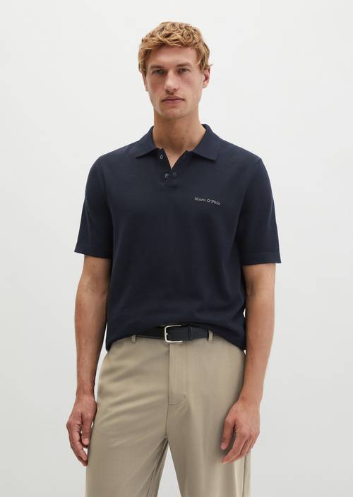 Polo en tricot Travel Collection Deep Night Blue en vue de face