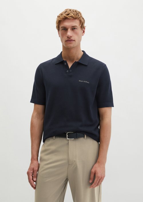 Knitted polo shirt Travel Collection — Deep Night Blue