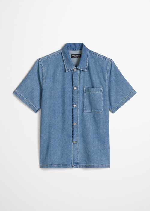 Regular short-sleeved denim shirt — Medium Blue