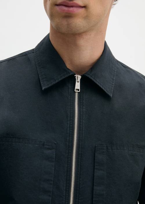 Zipper-Overshirt Dark Navy in Detailansicht