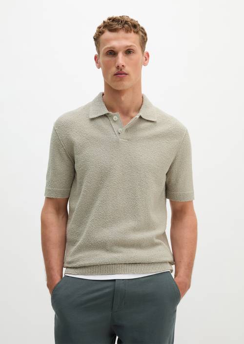 Bouclé polo shirt regular Grey Kit in front view