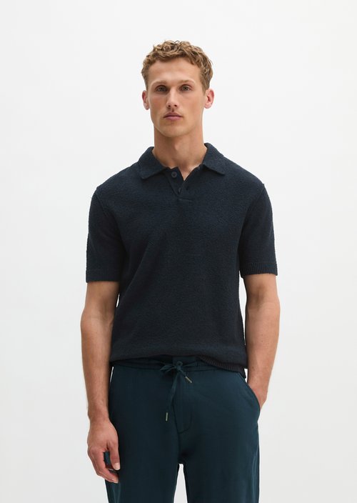 Bouclé polo shirt regular — Dark Navy
