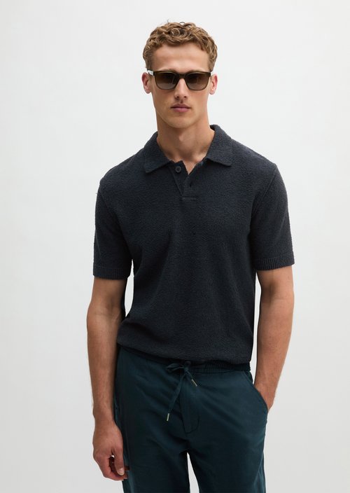 Bouclé polo shirt regular — Dark Navy