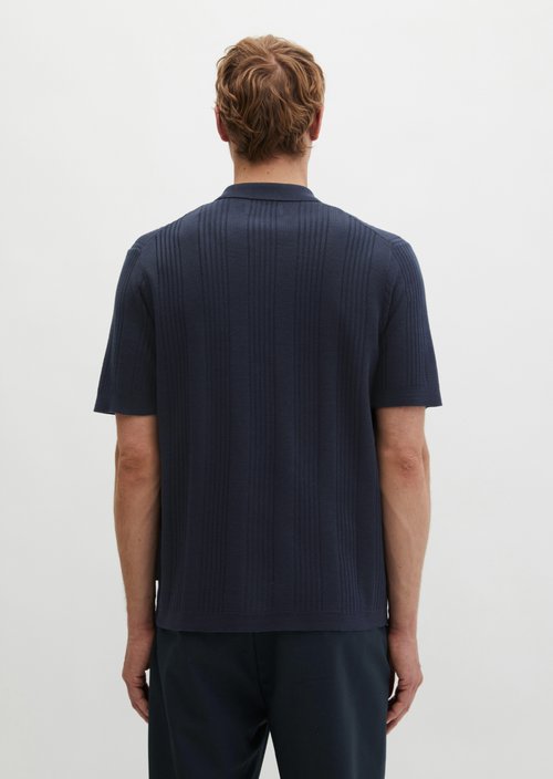 Short-sleeved fine knit shirt Travel Collection — Deep Night Blue