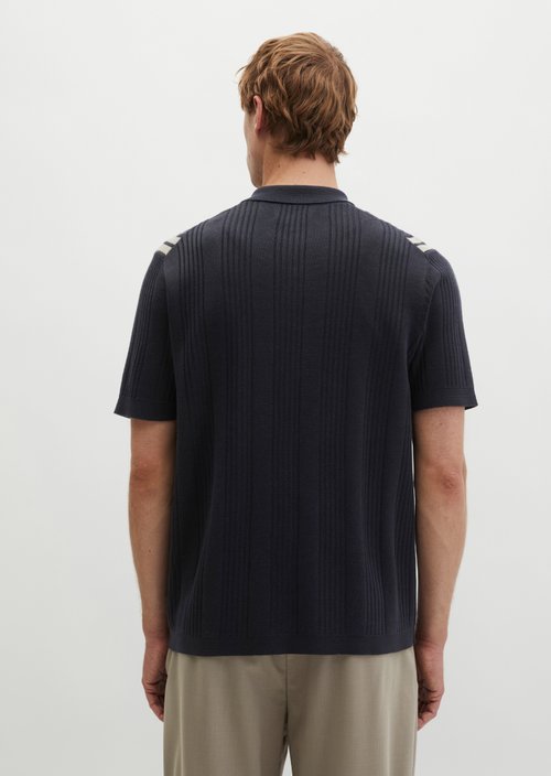 Short sleeve fine knit shirt DFB Travel Collection — Deep Night Blue
