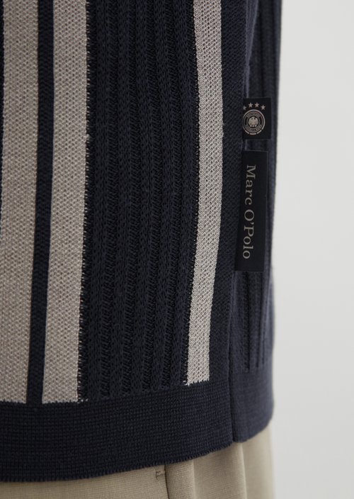 Short sleeve fine knit shirt DFB Travel Collection — Deep Night Blue