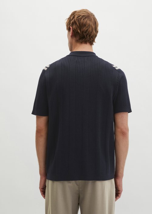 Short-sleeved fine knit shirt Travel Collection — Deep Night Blue