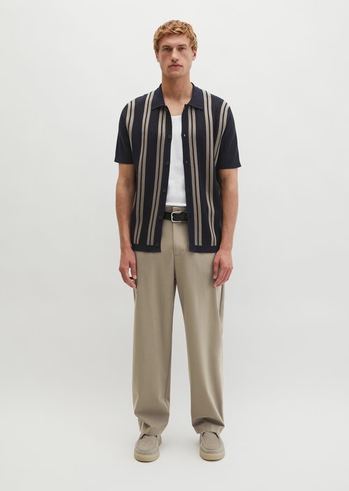 Short-sleeved fine knit shirt Travel Collection — Deep Night Blue