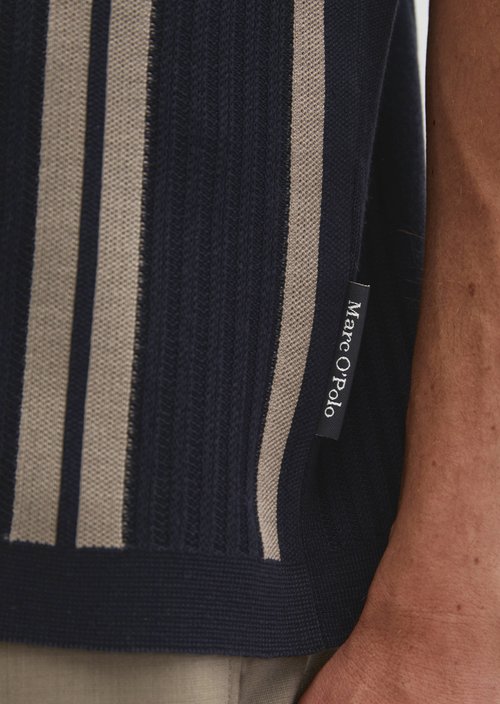 Short-sleeved fine knit shirt Travel Collection — Deep Night Blue