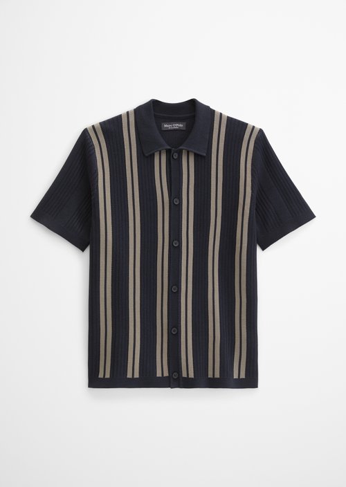 Short-sleeved fine knit shirt Travel Collection — Deep Night Blue