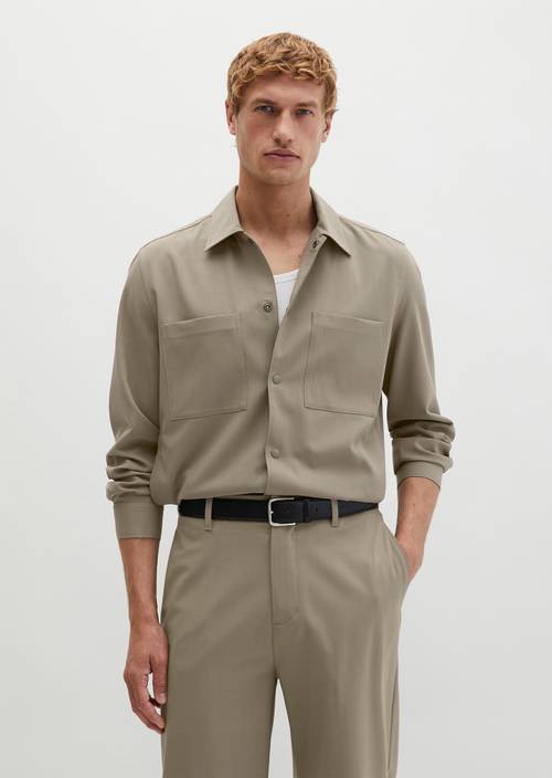 Overshirt Travel Collection Frozen Taupe in front view