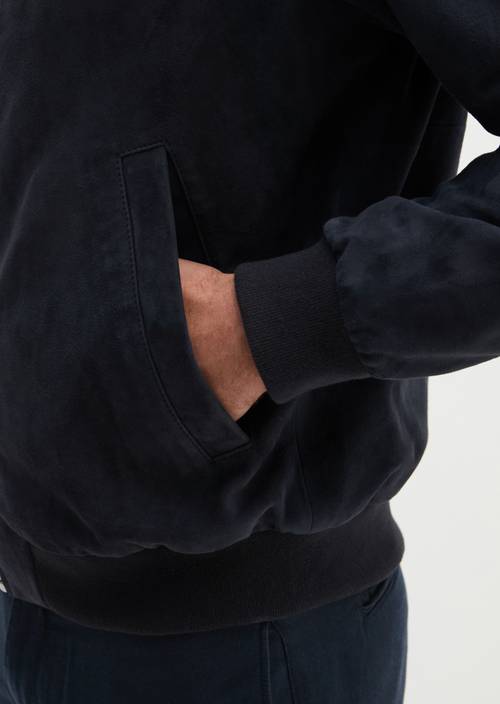Leather jacket regular Dark Navy in detail view