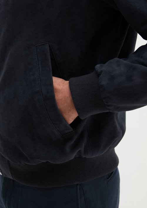 Leather jacket regular — Dark Navy