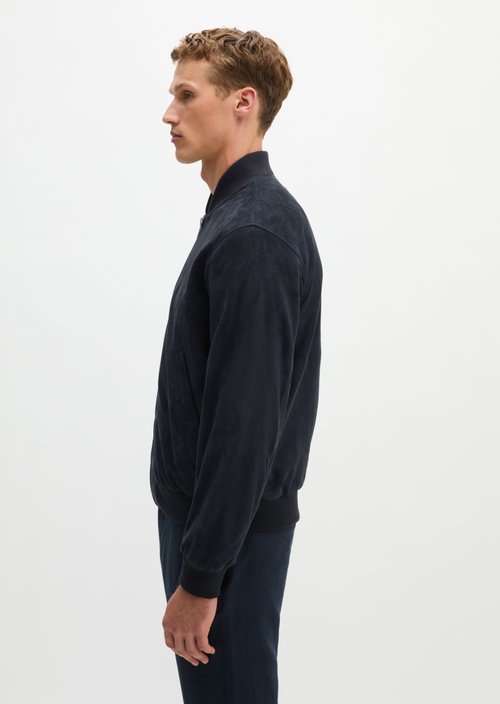 Leather jacket regular — Dark Navy