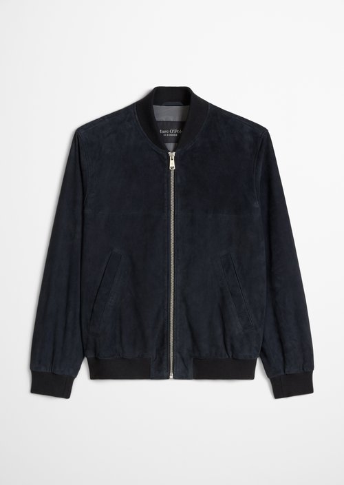Leather jacket regular — Dark Navy