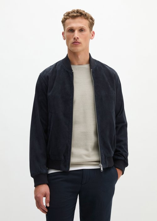 Leather jacket regular — Dark Navy