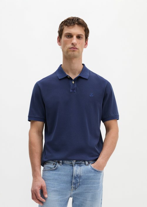 Polo shirt piqué regular garment-dyed — Iris Ink