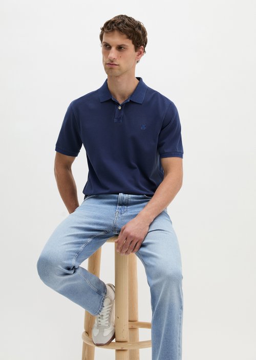 Polo shirt piqué regular garment-dyed — Iris Ink