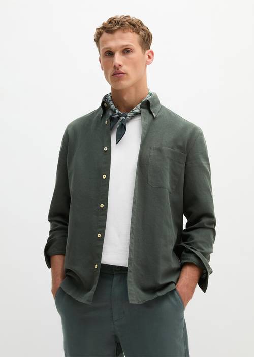 organic dress shirts Work Shirt in organic cotton chambray, linen & rws merino
