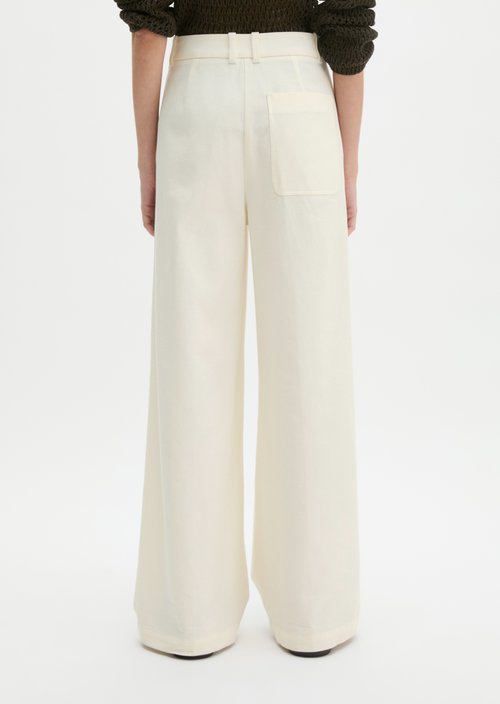 Wide pleated trousers — White Cotton