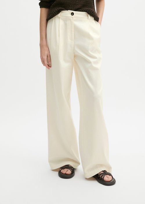 Wide pleated trousers — White Cotton