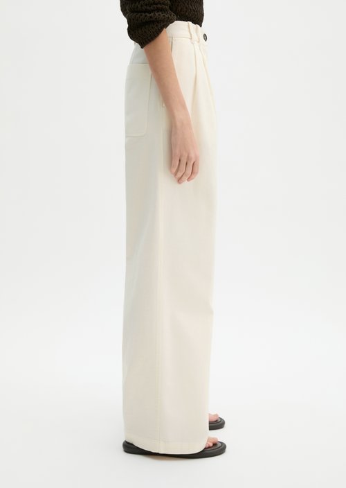 Wide pleated trousers — White Cotton
