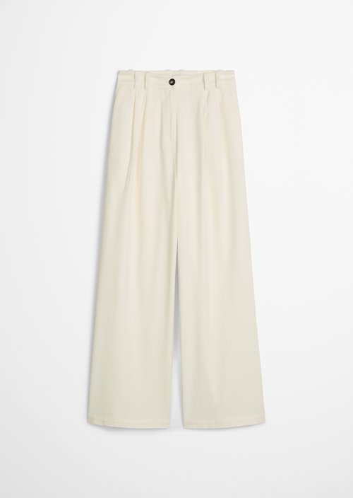 Wide pleated trousers — White Cotton