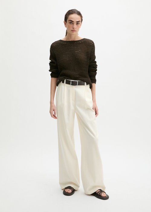 Wide pleated trousers — White Cotton