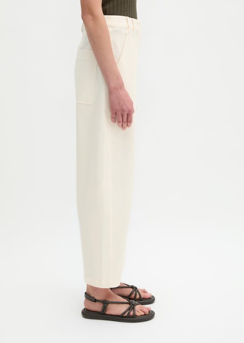 Barrel Pants — White Cotton