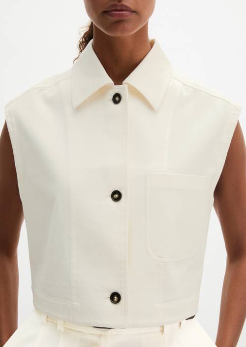 Weste boxy White Cotton in Detailansicht