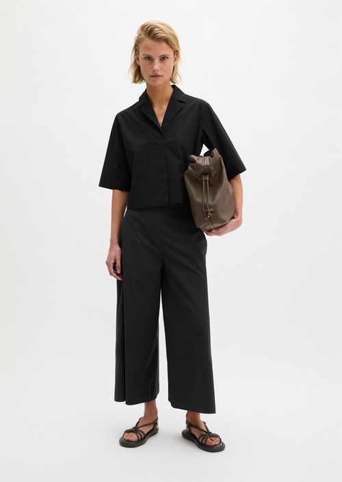 Crop blouse relaxed — Black