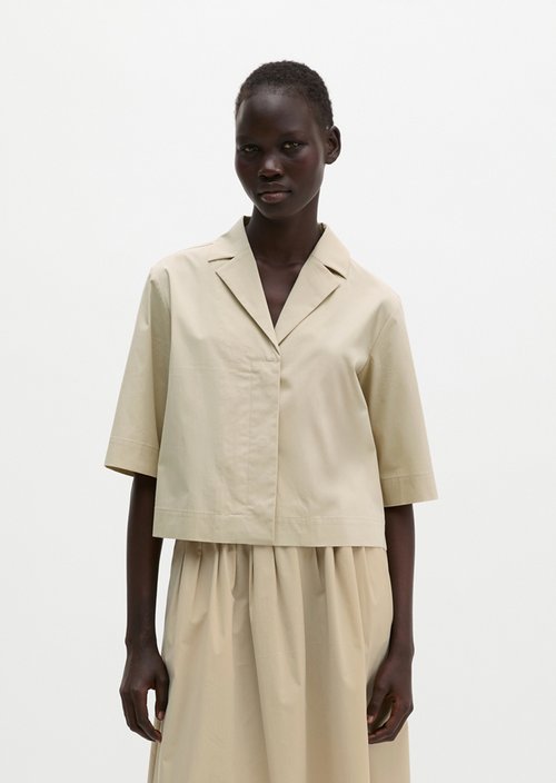 Crop blouse relaxed — Linen Beige