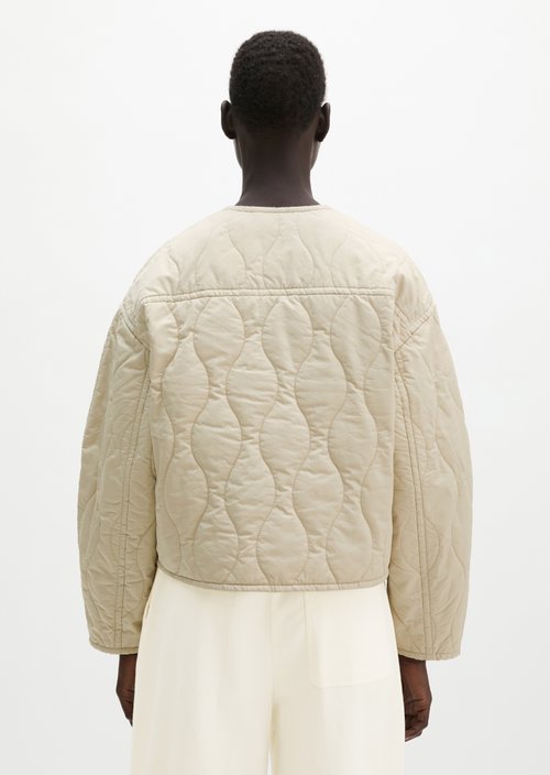 Relaxed cotton quilted jacket — Linen Beige (alternate view)