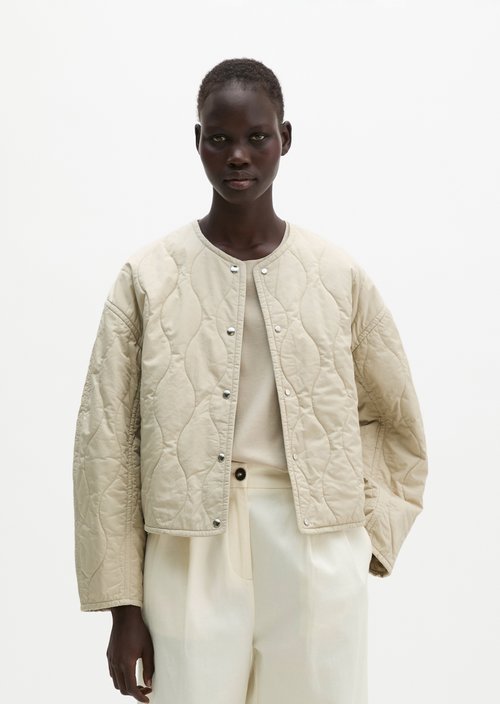 Relaxed cotton quilted jacket — Linen Beige