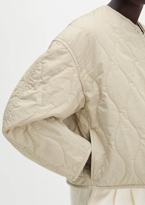Relaxed cotton quilted jacket — Linen Beige