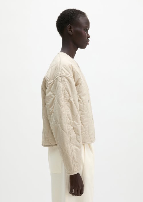 Relaxed cotton quilted jacket — Linen Beige