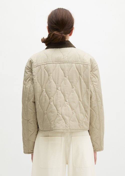 Barn-style regular cotton quilted jacket — Linen Beige