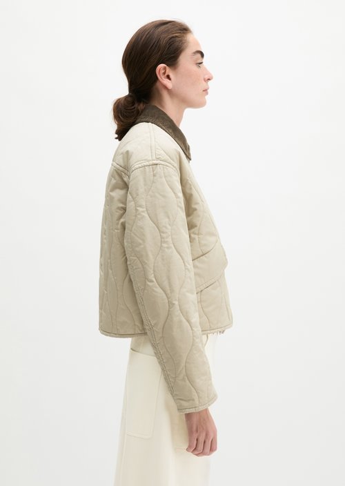 Barn-style regular cotton quilted jacket — Linen Beige