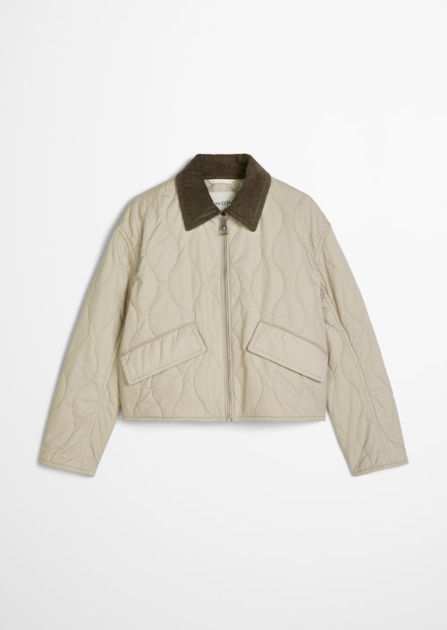 Barn-style regular cotton quilted jacket — Linen Beige