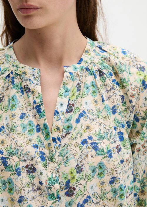 Relaxed print blouse — Light Beige