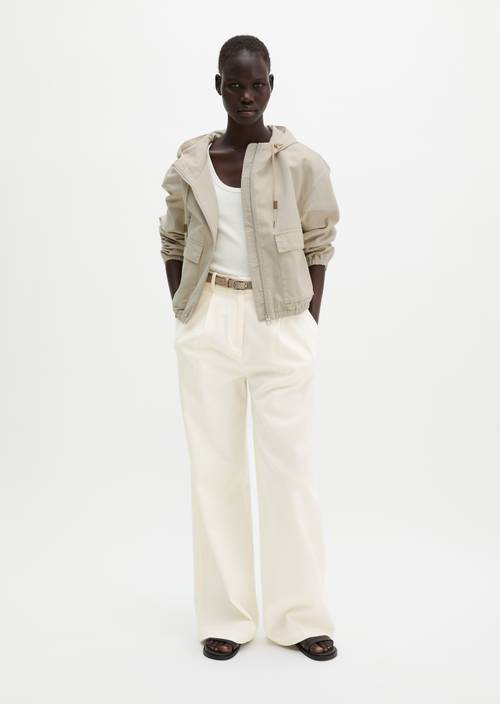 Outdoorjacke mit Kapuze relaxed Linen Beige in Frontalansicht