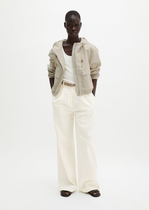 Outdoor jacket with hood relaxed — Linen Beige