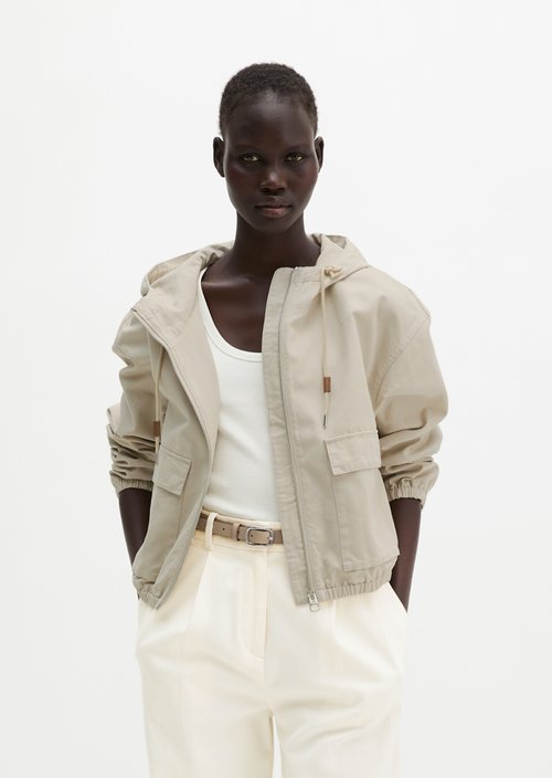 Outdoor jacket with hood relaxed — Linen Beige