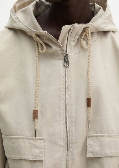 Outdoor jacket with hood relaxed — Linen Beige