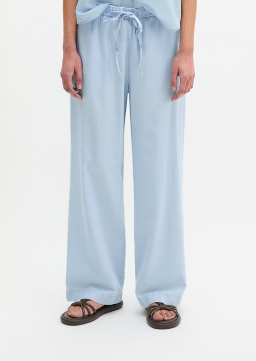 Denim pull-on pants wide — Light Blue